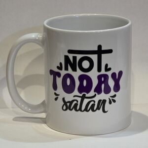 White and Purple 'Not Today Satan' Mug